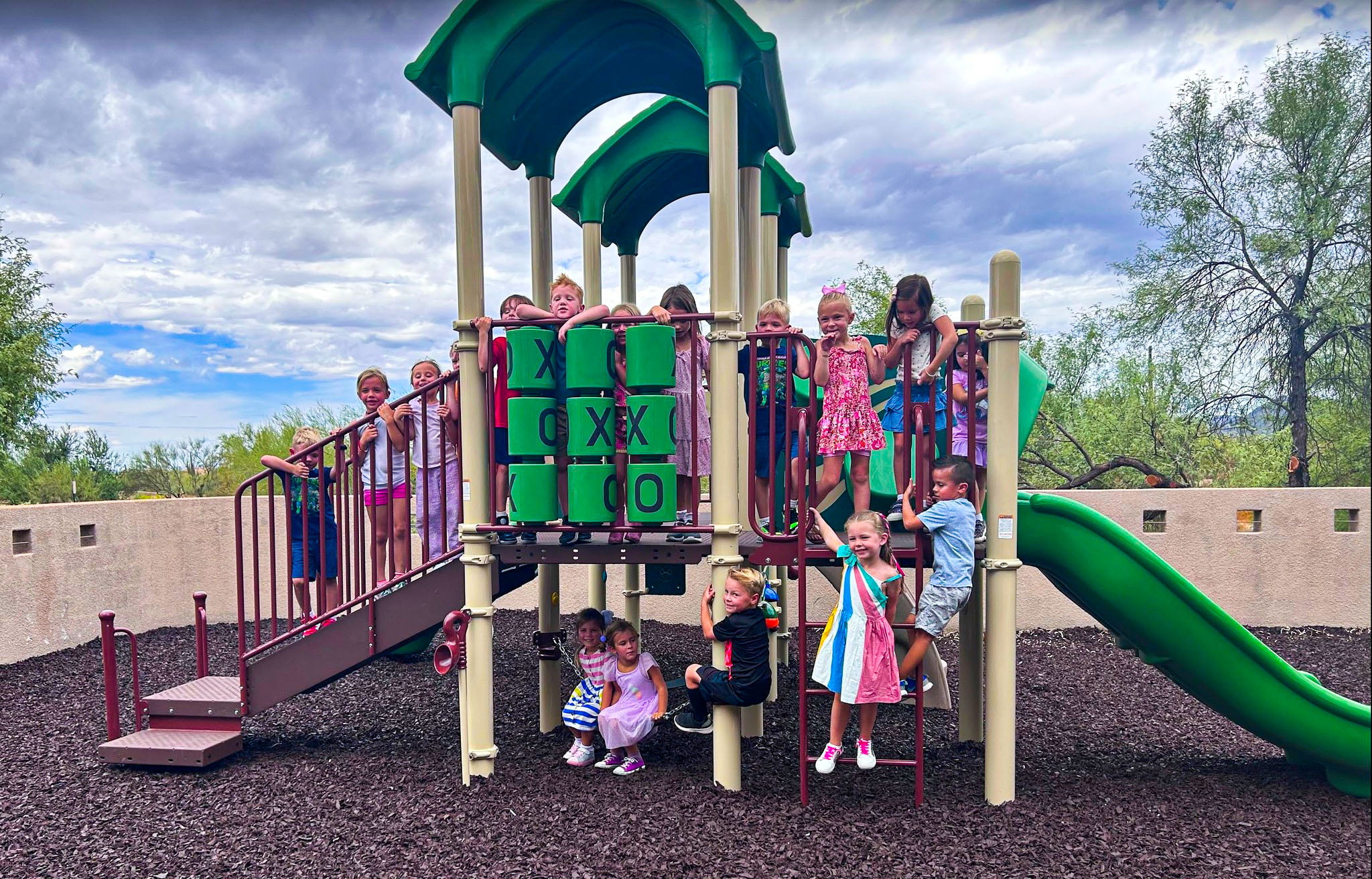 students on new playground